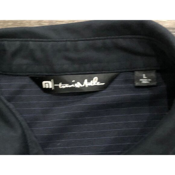 Travis Mathew Mens Large Black Striped Short Sleeve Polo Shirt - Picture 3 of 6